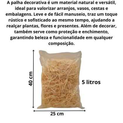 Imagem de Palha Decorativa Natural De Madeira Ideal Para Arranjos 5L