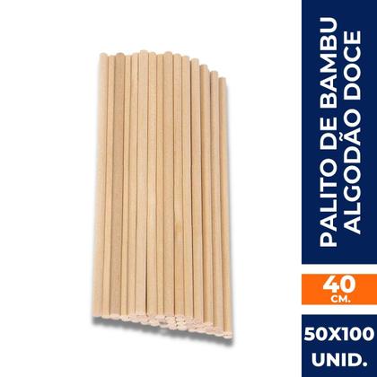 Imagem de Palito para Algodão Doce de Madeira 40 cm  Caixa com 5.000 Unidades