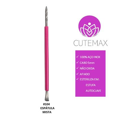 Imagem de Palito unha + Espátula mista Cutemax Manicure Aço Inox e Silicone