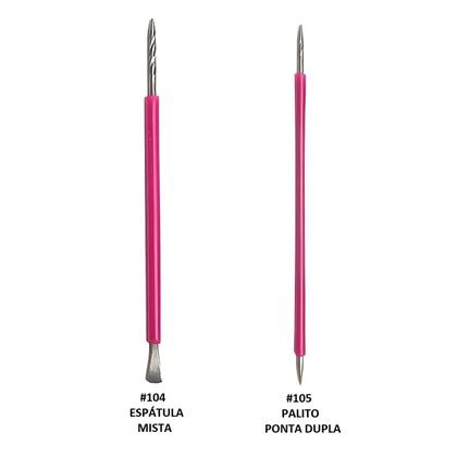 Imagem de Palito unha + Espátula mista Cutemax Manicure Aço Inox e Silicone