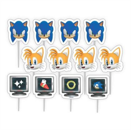 Imagem de Palitos Decorados Sonic Eva Topper Para Doces E Cupcakes