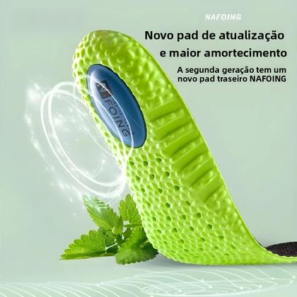 Imagem de Palmilha Esportiva De Espuma De Memória Verde Com Suporte Arqueado, Respirável, Absorção De Choque,