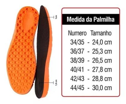 Imagem de Palmilha Gel P.U Laranja Para Botas e Tênis Confortável Macia Lançamento