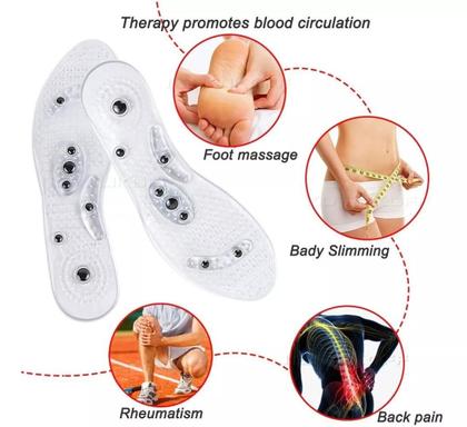 Imagem de Palmilha Silicone Magnética Gel Ajustável Massagem Acupuntura Reflexologia Circulação