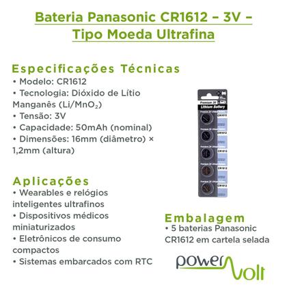 Imagem de Panasonic CR1612 Lithium 3v Cart. c/5 un