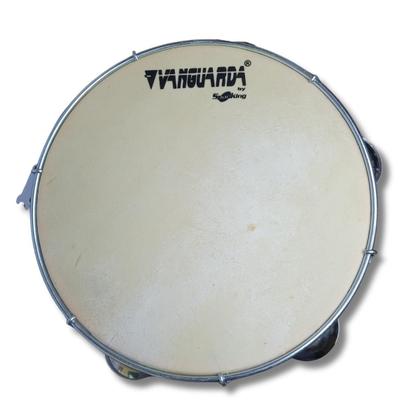 Imagem de Pandeiro 10 Abs Vermelho Pele Couro Natural Vanguarda