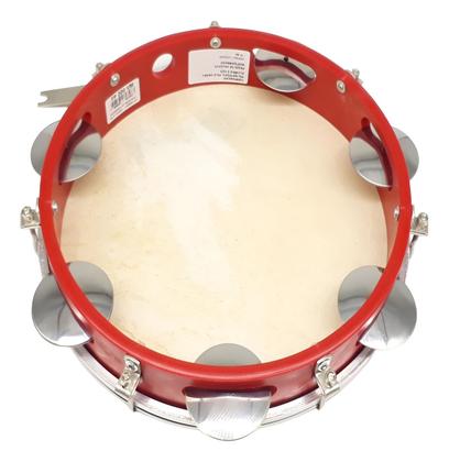 Imagem de Pandeiro 10'' Injetado Em Abs Vermelho Pele Animal Torelli