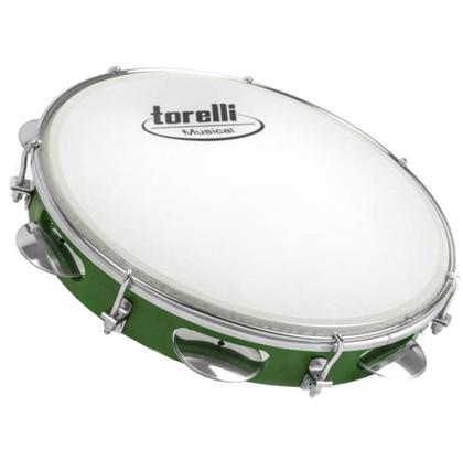 Imagem de Pandeiro 10'' injetado verde pele leitosa torelli + capa