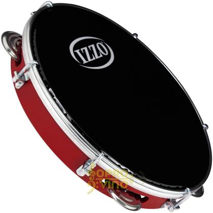 Imagem de pandeiro 10 polegadas abs vermelho pele preta izzo 3440vm