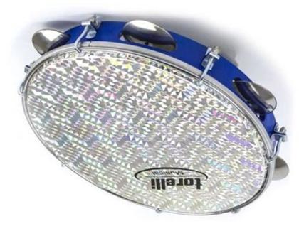 Imagem de Pandeiro Azul 10 Polegadas Pele Holografica Torelli TP308AZ Abs