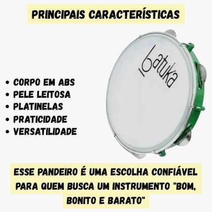 Imagem de Pandeiro Batuka Profissional 10" Com Pele Branca