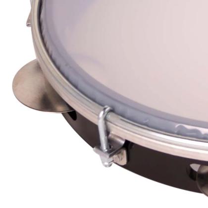 Imagem de Pandeiro izzo 10" abs preto platinela flandres pele leitosa