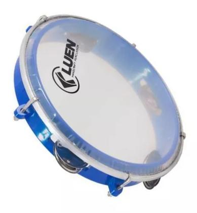 Imagem de Pandeiro Luen 8 Junior Pele Cristal Abs Platinelas De Inox Cor Azul