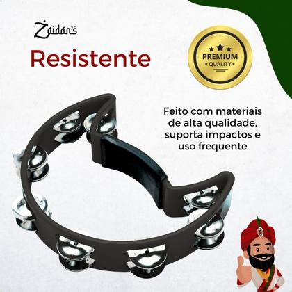 Imagem de Pandeiro Meia Lua Profissional Pandeirola de Mão Colorida Instrumento Percussão Musical Em ABS Zaidans