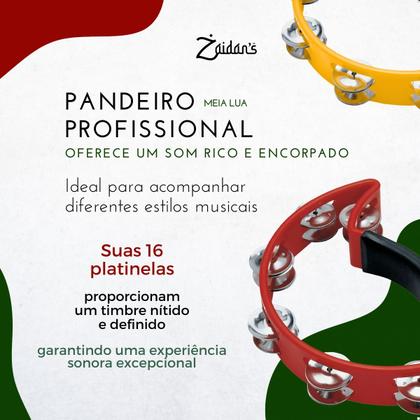 Imagem de Pandeiro Meia Lua Profissional Pandeirola de Mão Colorida Instrumento Percussão Musical Em ABS Zaidans