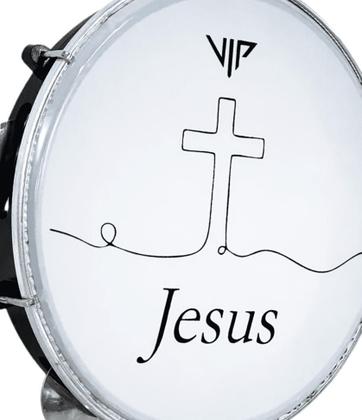 Imagem de Pandeiro Profissional 10 Pol Pele Leitosa Vip Jesus