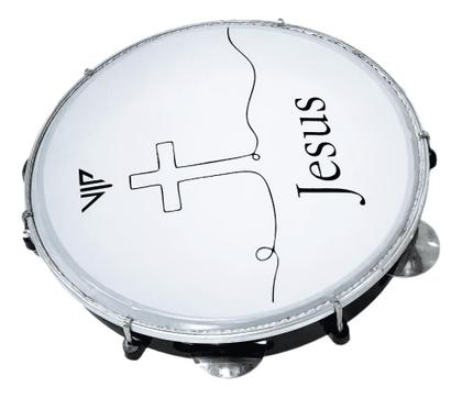 Imagem de Pandeiro Profissional 10 Pol Pele Leitosa Vip Jesus