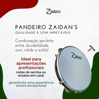 Imagem de Pandeiro Profissional 10 Polegadas Abs Preto Pele Leitosa Nylon Samba Zaidans