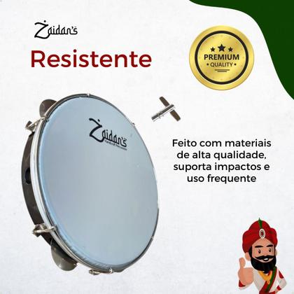 Imagem de Pandeiro Profissional 10 Polegadas Abs Preto Pele Leitosa Nylon Samba Zaidans