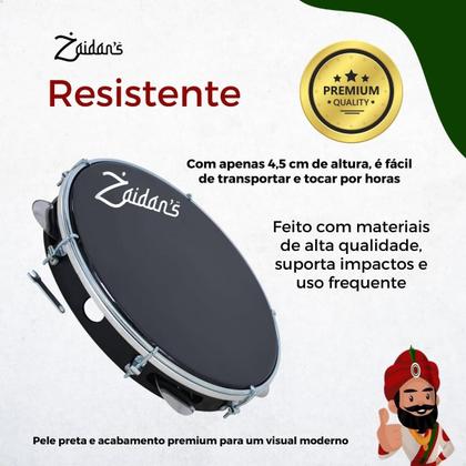 Imagem de Pandeiro Profissional Abs Preto 10 Polegadas Pele Preta Marca Zaidans Samba Pagode Percussão Instrumentos Musical