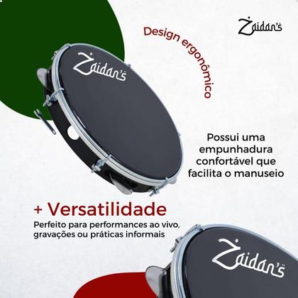 Imagem de Pandeiro Profissional Abs Preto 10 Polegadas Pele Preta Marca Zaidans Samba Pagode Percussão Instrumentos Musical
