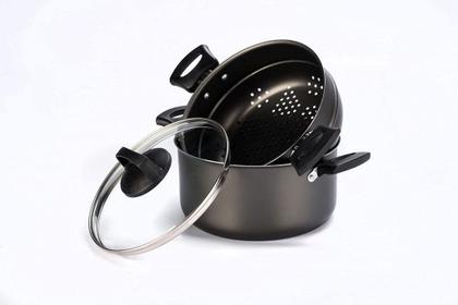 Imagem de Panela A Vapor Cozivapor 3 Em 1 Antiaderente 3,2 L Grafite Mta Com Tampa Cozinhar Alimentos