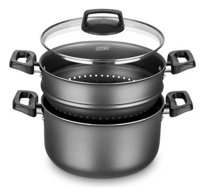 Imagem de Panela A Vapor Cozivapor 3 Em 1 Antiaderente 3,2 L Grafite Mta Com Tampa Cozinhar Alimentos