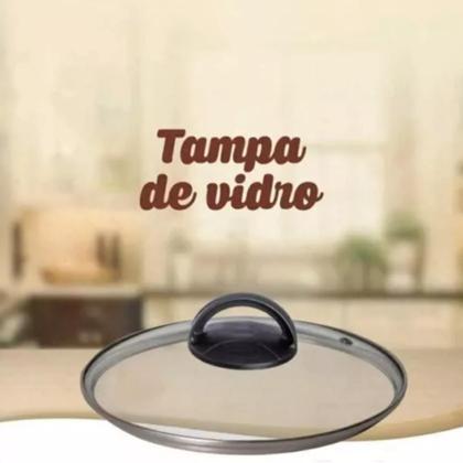 Imagem de Panela Antiaderente Preto Cabo Arroz Doce Feijão Tampa Vidro - RL