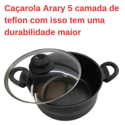 Imagem de Panela Caçarola Antiaderente Com Tampa De Vidro Araflon Nº20- Arary