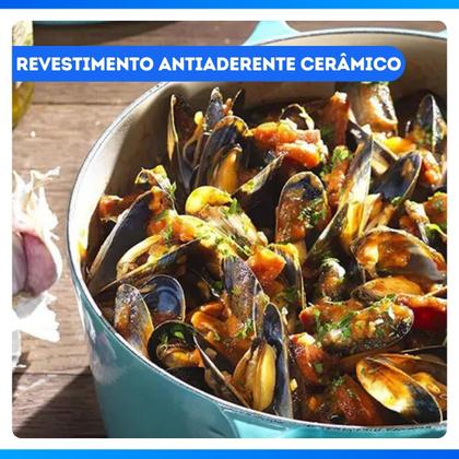 Imagem de Panela Caçarola Antiaderente Revestimento Cerâmico 24cm 4,5l Grossa