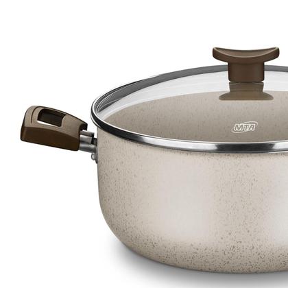 Imagem de Panela Caçarola Aura Tampa de Vidro 2,4L Baunilha MTA 1257