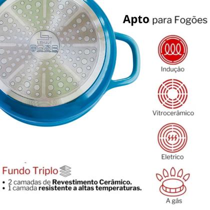 Imagem de Panela Caçarola Azul Claro Cerâmica 26cm 3,4litros 4mm Chef Florença