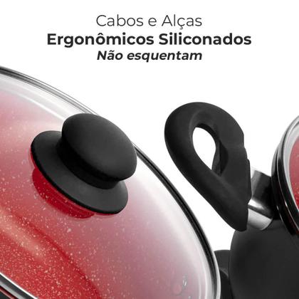 Imagem de Panela Caçarola de Indução Revestimento Antiaderente Cerâmica 20cm Preto e Vermelho - Lyor