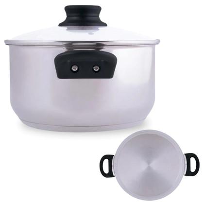 Imagem de Panela Cacarola em Aco Inox 21cm Inducao e a Gas 3,2 Litros com Tampa e Fundo Triplo Mor