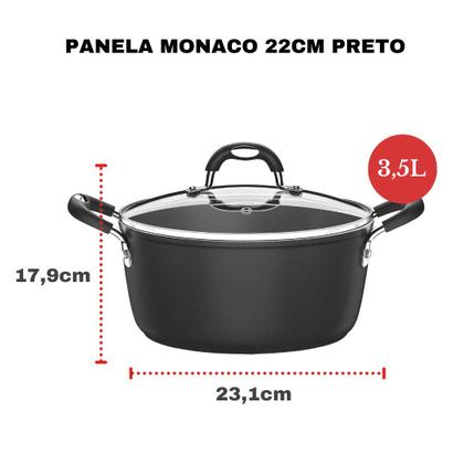 Imagem de Panela Caçarola Indução Tramontina Antiaderente 22CM  Mônaco+ Wok Arrozeira 28CM Preta