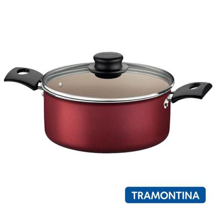 Imagem de Panela Caçarola Tramontina Avulsa Antiaderente Aluminio 20 cm 2,8 Litros Turim Vermelha Não Gruda