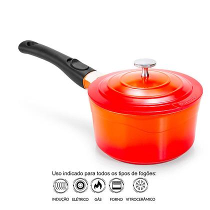 Imagem de Panela Cerâmica Laranja 18cm 2l Utensílio Silicone Le Cook