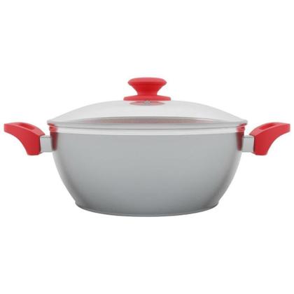 Imagem de Panela com Revestimento de Cerâmica Redstone Philco PPN24A  Tampa de Vidro, Cinza/Vermelho, 4.6L