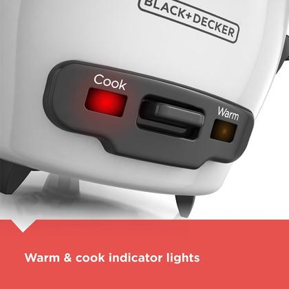 Imagem de Panela de arroz BLACK+DECKER, 16 xícaras, 8 xícaras não cozidas, cesta de vapor