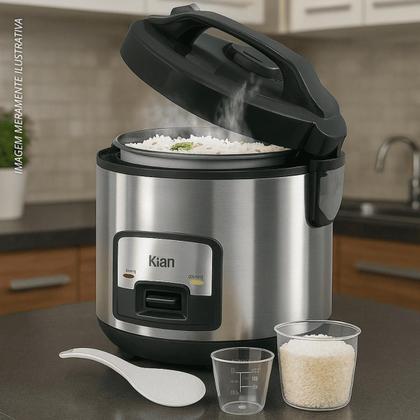 Imagem de Panela de Arroz Inox Elétrica Kian 5 Xícaras Função Aquecer