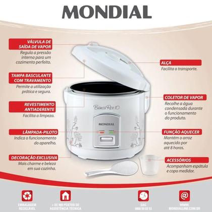 Imagem de Panela de Arroz Mondial Bianca Rice 10 700W Branca 127V