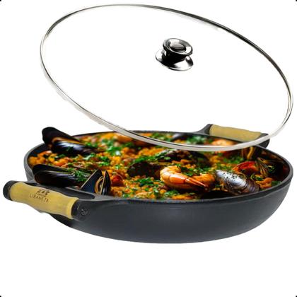 Imagem de Panela De Ferro Fundido Paella Com Tampa De Vidro 36 Cm - 93774