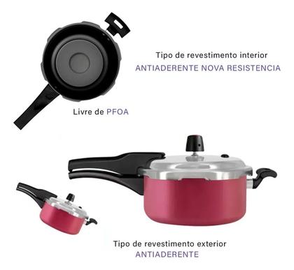 Imagem de Panela de Pressão 3 Litros Antiaderente Premium Fechamento Externo Panelux