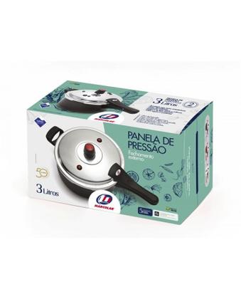 Imagem de Panela de Pressao 3 Litros Fechamento Externo - Aluminio Polido Resistente com Selo Inmetro