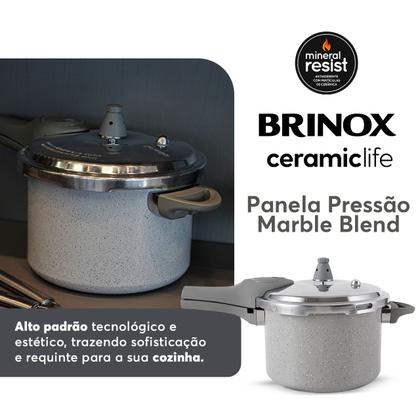 Imagem de Panela de Pressão 4,2 L Antiaderente Ceramic Life Marble Blend com Indução Cinza Claro