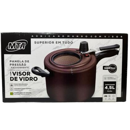 Imagem de Panela De Pressão 4,5 Litros Visor Grande Chocolate Mta
