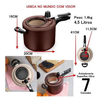Imagem de Panela De Pressão 4,5 Litros Visor Grande Chocolate Mta9195