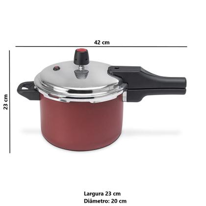 Imagem de Panela de Pressão 4,5L em Alumínio Multiflon Quartzo Versátil Vermelho