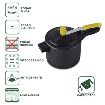 Imagem de Panela de Pressão 7 litros Antiaderente Tradicional Resistente Segura Rápido Cozimento