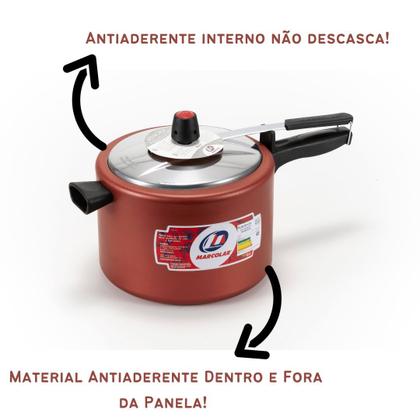 Imagem de Panela de Pressão 7 litros - Tamanho Grande - Antiaderente Cereja  Certificado pelo INMETRO